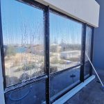 Soapy soultion for scrubbing windows which are very dirty and cleaning with pure water